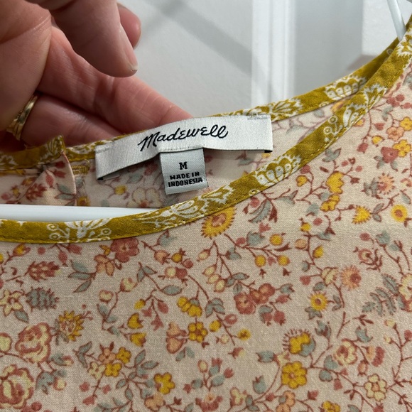 Madewell Micro Floral Button Back Peasant Blouse Size S Cottage Hippie Boho Top - Picture 3 of 8